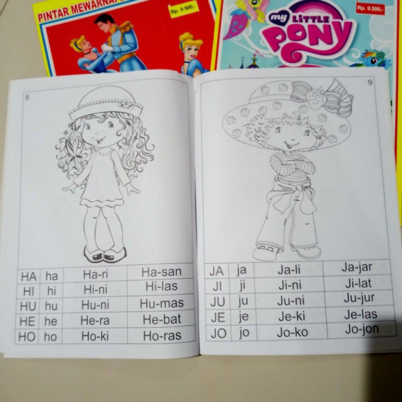 buku paket isi 5 buku, buku mewarnai untuk anak perempuan A4( 21×30cm)