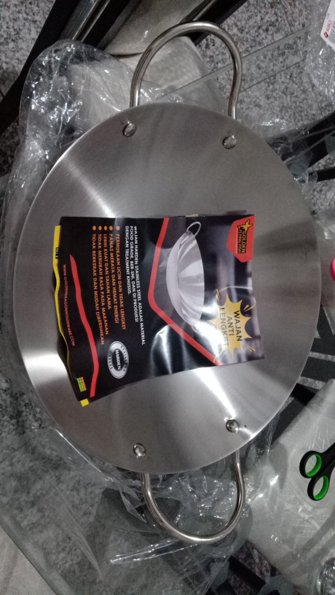 Wajan Stainless Steele Harden Golden Flying Fish Anti Lengket Terlaris