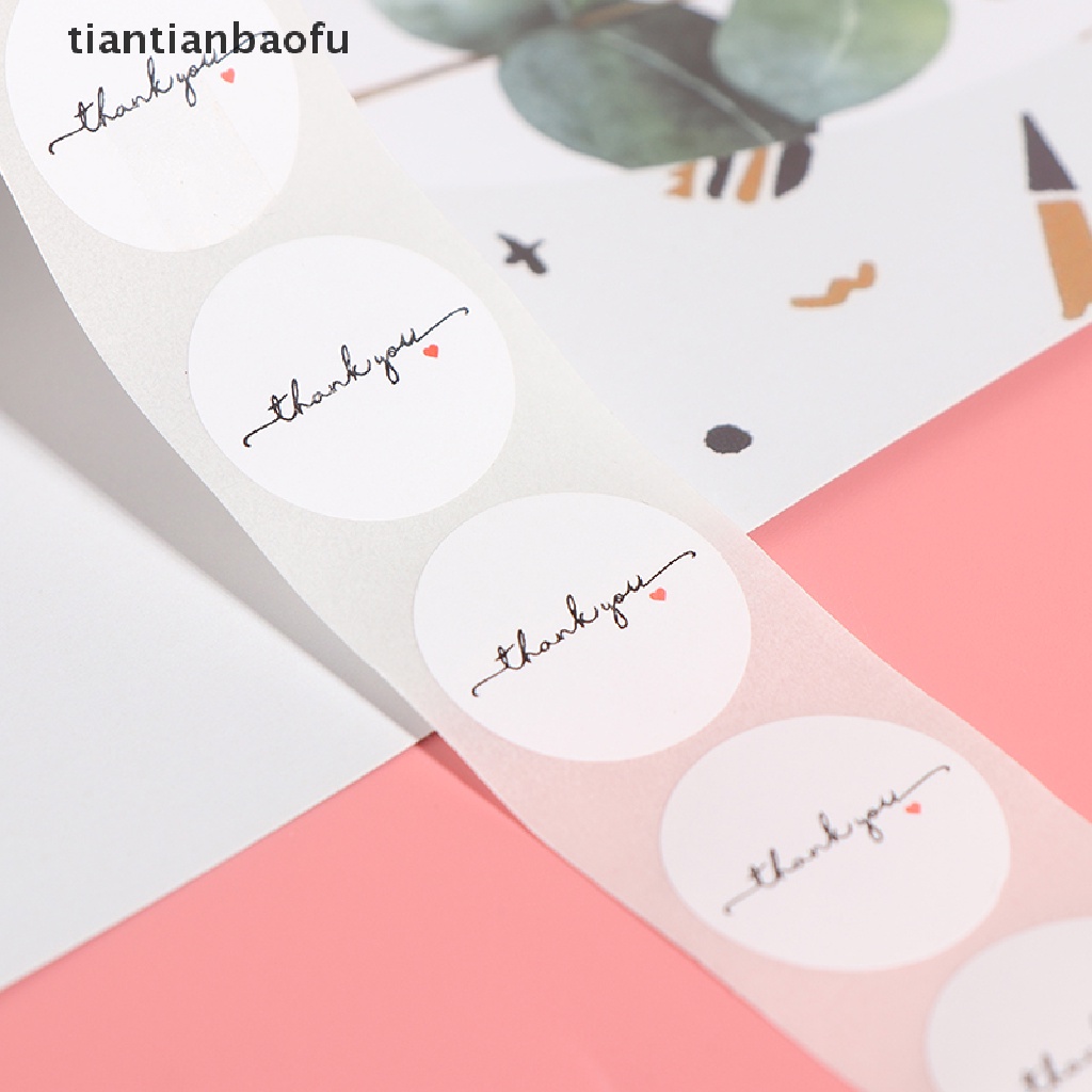 [tiantianbaofu] 500pcs/roll Round White paper label sticker thank you sticker scrapbook 1 inch Boutique