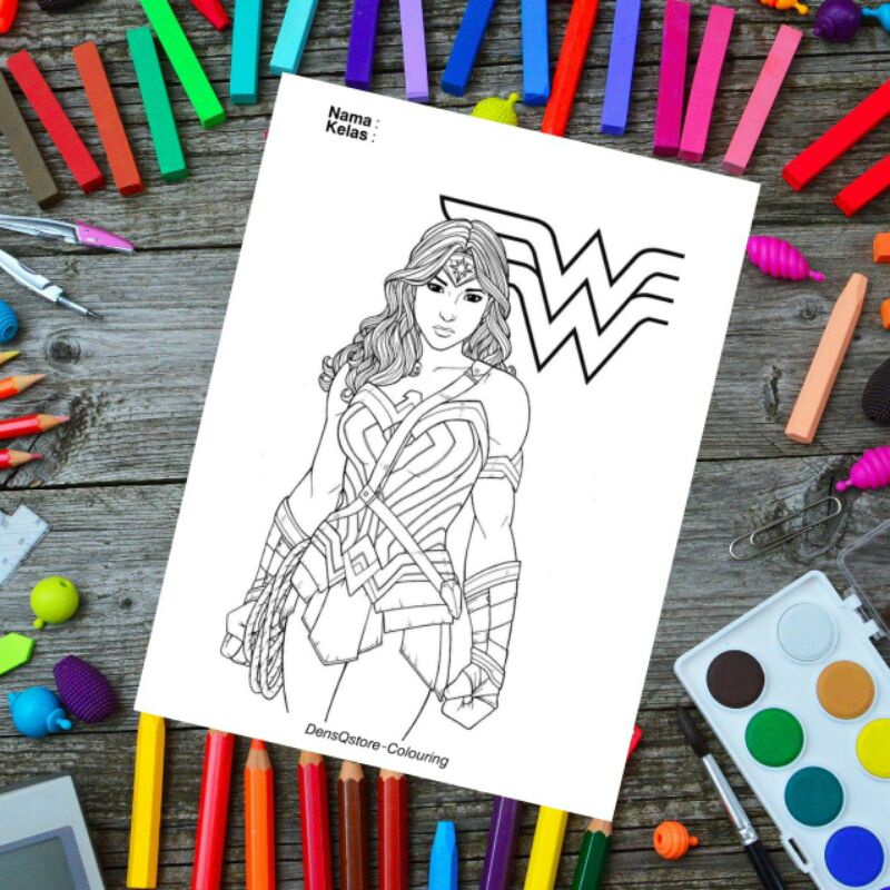 

Kertas Mewarnai Anak Tema Wonder Woman / Kertas Gambar (10 Lembar Gambar)