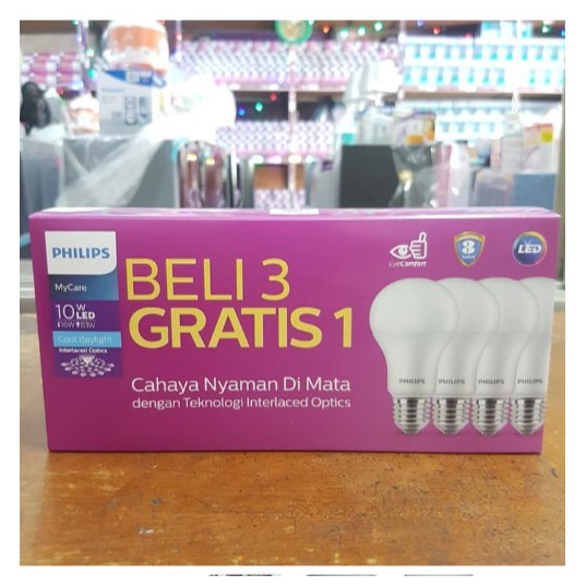 Philips Paket Lampu LED MyCare 10W Putih Bulb (Harga 4 Pcs)PROMO GARANSI