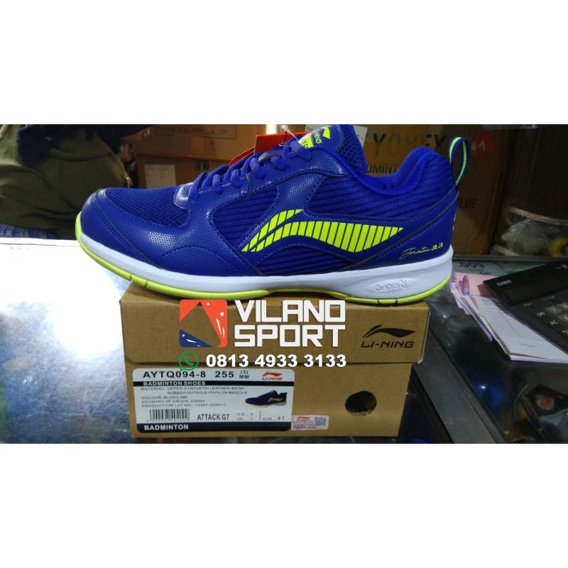 SEPATU BADMINTON LINING ATTACK G7 BLUE/LIME
