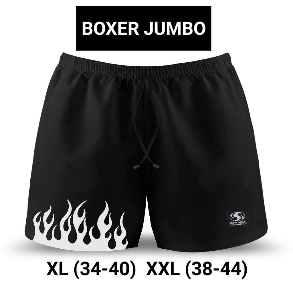 Surfinclo Boxer Jumbo Black White Fire Big Size XL XXL