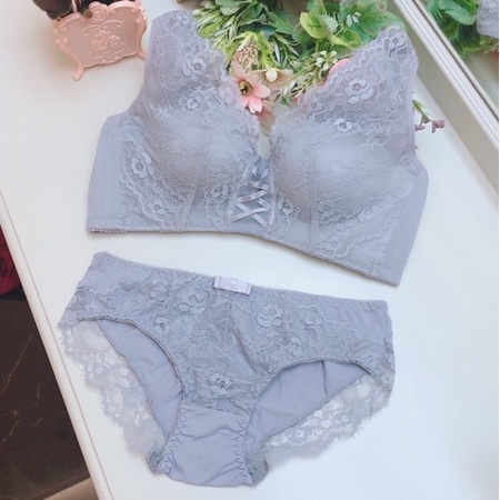 BRA SET SEAMLESS FASHION (BS60) PUSH UP TANGAN TANPA KAWAT BAHAN RENDA PREMIUM SUPER SOFT