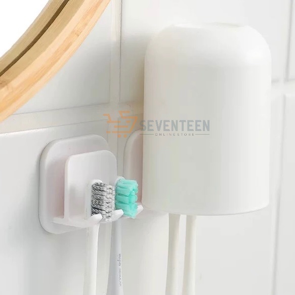 SEVENTEEN TOOTHBRUSH HOLDER CUP TEMPAT SIKAT GIGI DAN GELAS GANTUNGAN TEMPEL DINDING HOOK AJAIB HOLDER SIKAT GIGI TEMPEL