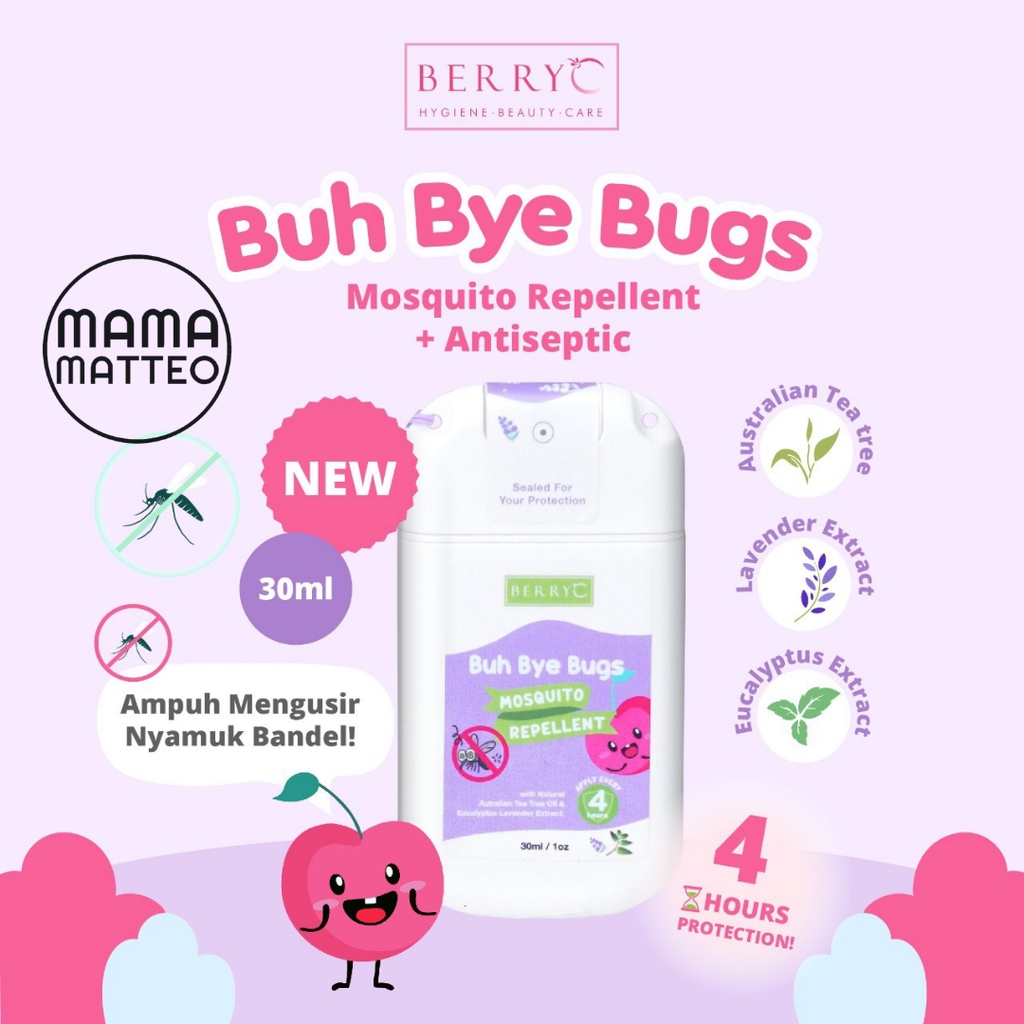 BerryC BUH BYE BUGS Mosquito Repellent dengan Antibacterial Spray 30ML / Pengusir / Anti Nyamuk Demam Berdarah untuk Anak dan Dewasa / BANDUNG