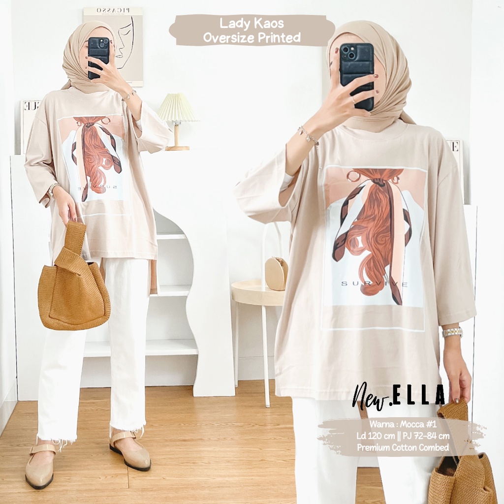 LADY KAOS OVERSIZE / KAOS SLEBEW / KAOS PRINTED