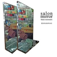 2 PCS MIROR BLACK MINIMALIS / KACA SALON RIAS