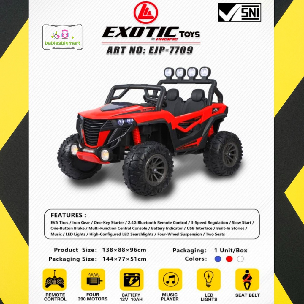 Mobil Aki Mainan Anak Exotic ATV Jeep Remote Ban Karet EJP 7709