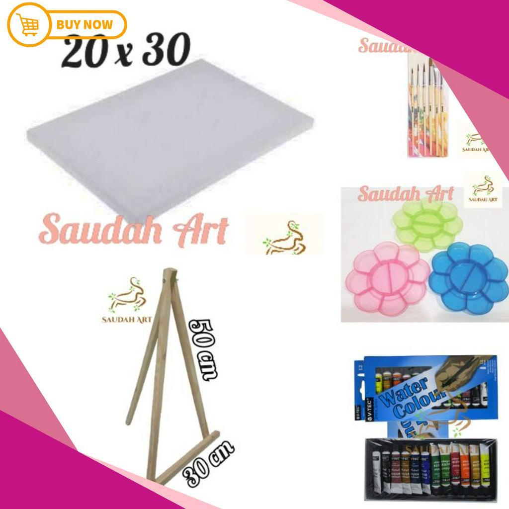 

BERKAH SHOPEE Paket Lukis Lengkap kanvas 2x3kuaspaletcat air 6mleasel 3x5