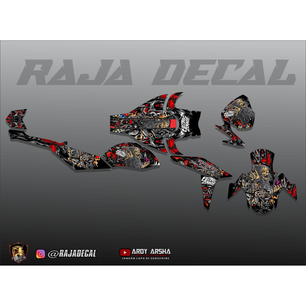 Stiker Decal Motor Vixion NVL Custom Desain Zombie Electric