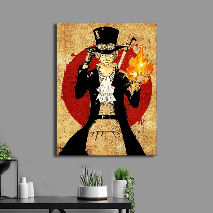 Sabo Wallpaper Dinding Poster Anime One Piece Pajangan Dekorasi Kamar Aesthetic Bingkai Kayu