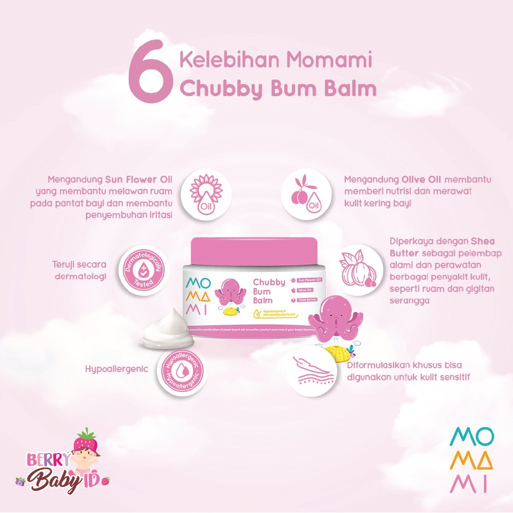 Momami Chubby Bum Balm Cream Ruam Popok Bayi Hypoallergenic 50 gr Berry Mart