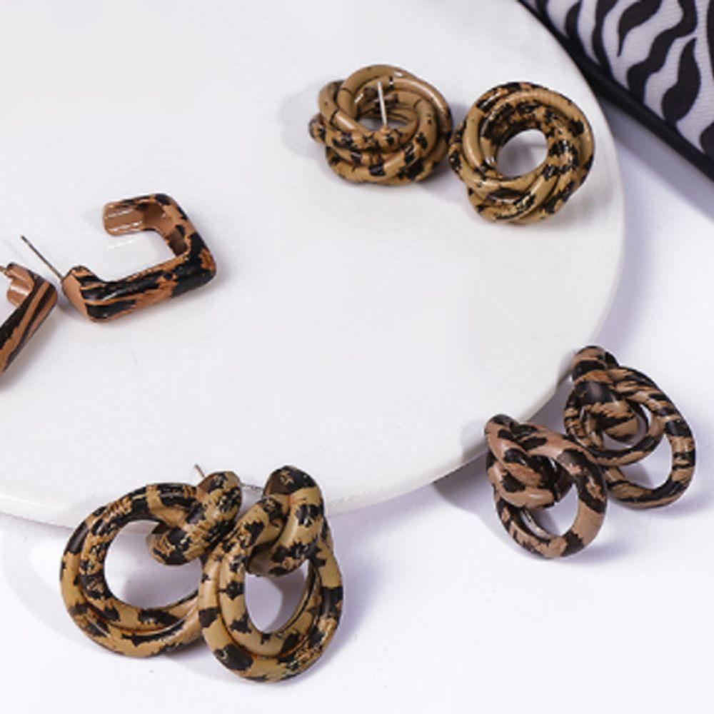 Anting Leopard Nanas Trendi Perhiasan Fashion Baru Menjuntai Stud