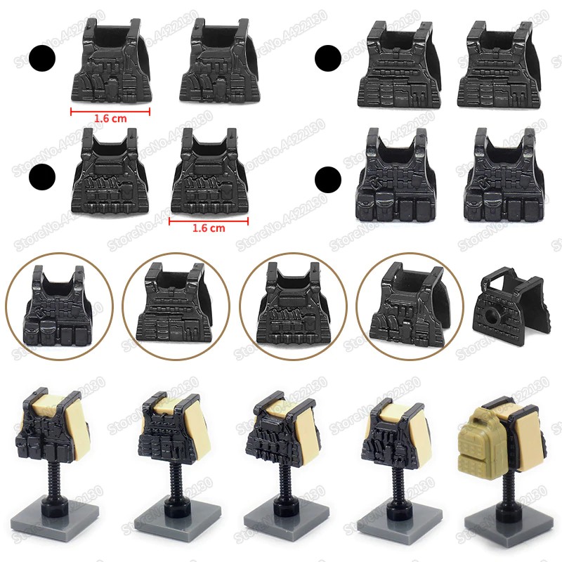 Mainan Lego Military Figures Bulletproof Vest Building Blocks Set  Diy Army Equipment Soldier Ww2
