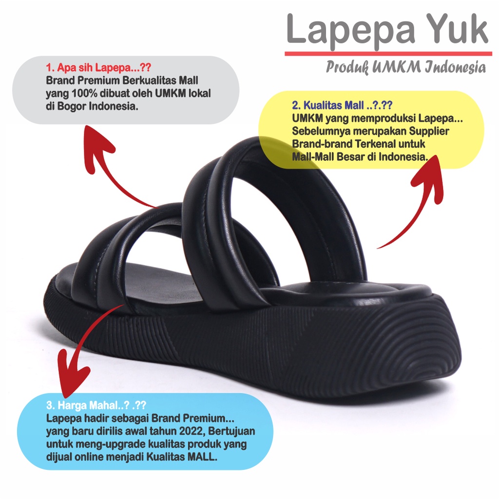 LAPEPA YUK - Sandal Platform Anak Perempuan Usia 2 sampai 10 Tahun ZOYA KIDS Sendal Anak cewek Wedges Wanita Empuk Model Silang Warna BLACK Hitam Ban dua Lucu cewe Slop Usia Umur 3 4 5 6 7 8 9 thn Tahun Premium Ori Original Mall Official Store