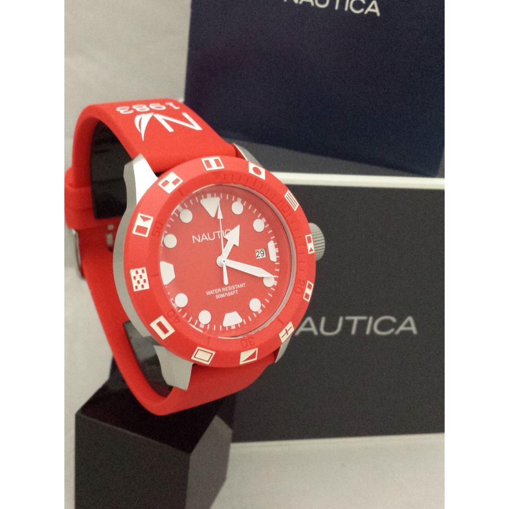 nautica 109510 g red white man original watch