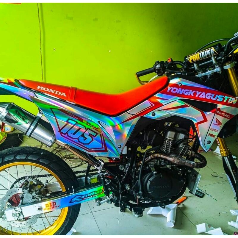 Dekal sticker Dekal motor CRF 150L Hologram crome pelangi