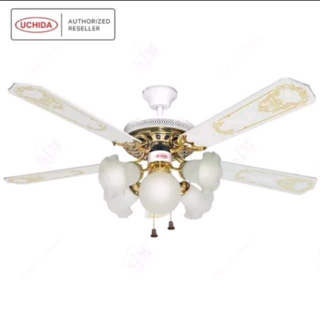 KIPAS ANGIN GANTUNG UCHIDA 5 LAMPU 52 INCH CF 110 PUTIH