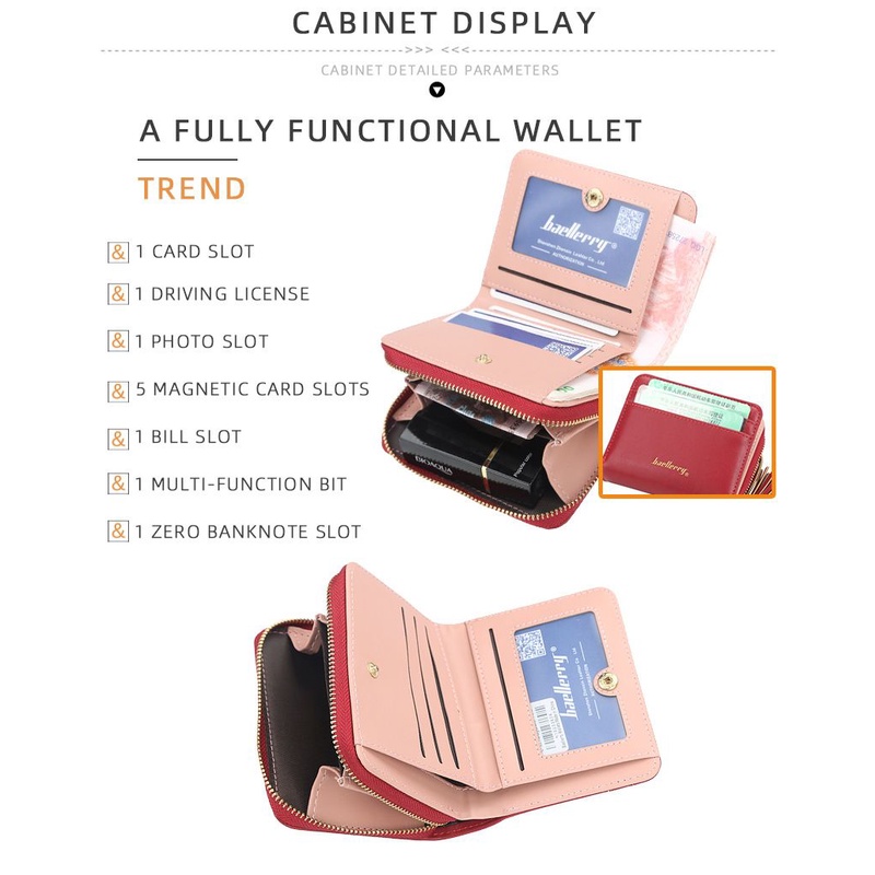 BAELLERRY N1823 Dompet Wanita Kecil Dompet Lipat Bahan Kulit PU Leather Premium WATCHKITE WKOS