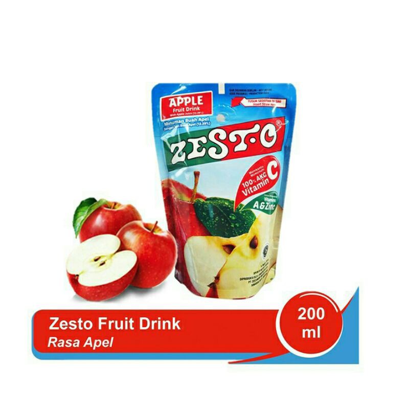 

Zesto Fruit Drink rasa Apel 200ml kemasan Pouch