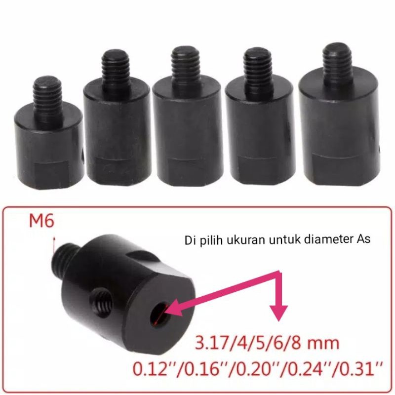 Mandrel gergaji M6 poros adapter