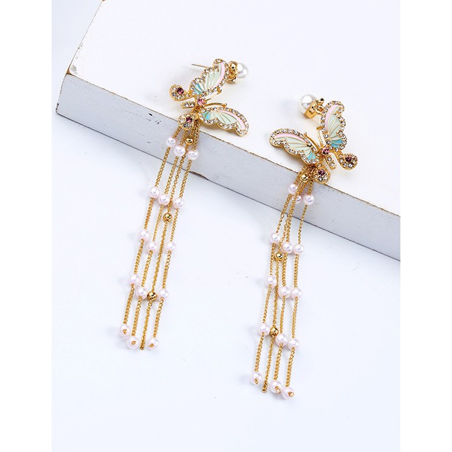 LRC Anting Fashion Stud Earrings Drop Oil Butterfly Earrings F6018X