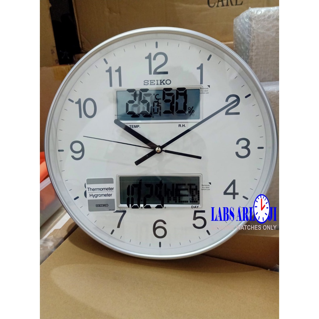Jam Dinding SEIKO Japan Tanggal Hari QXL013 QXL013S Silver Original