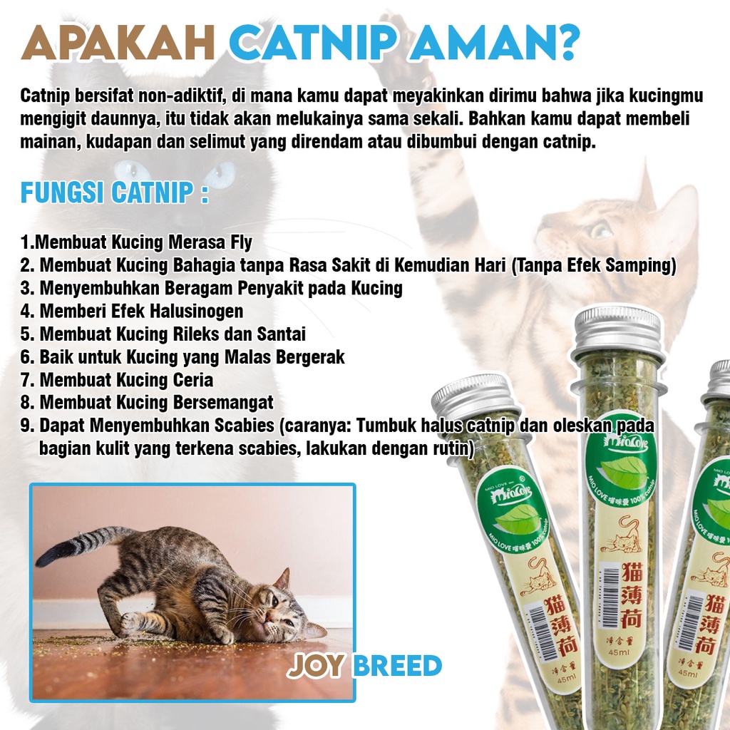 CATNIP KUCING CATNIP BUBUK CATMINT HERBS PENGHILANG STRESS KUCING 40ML | JOY BREED