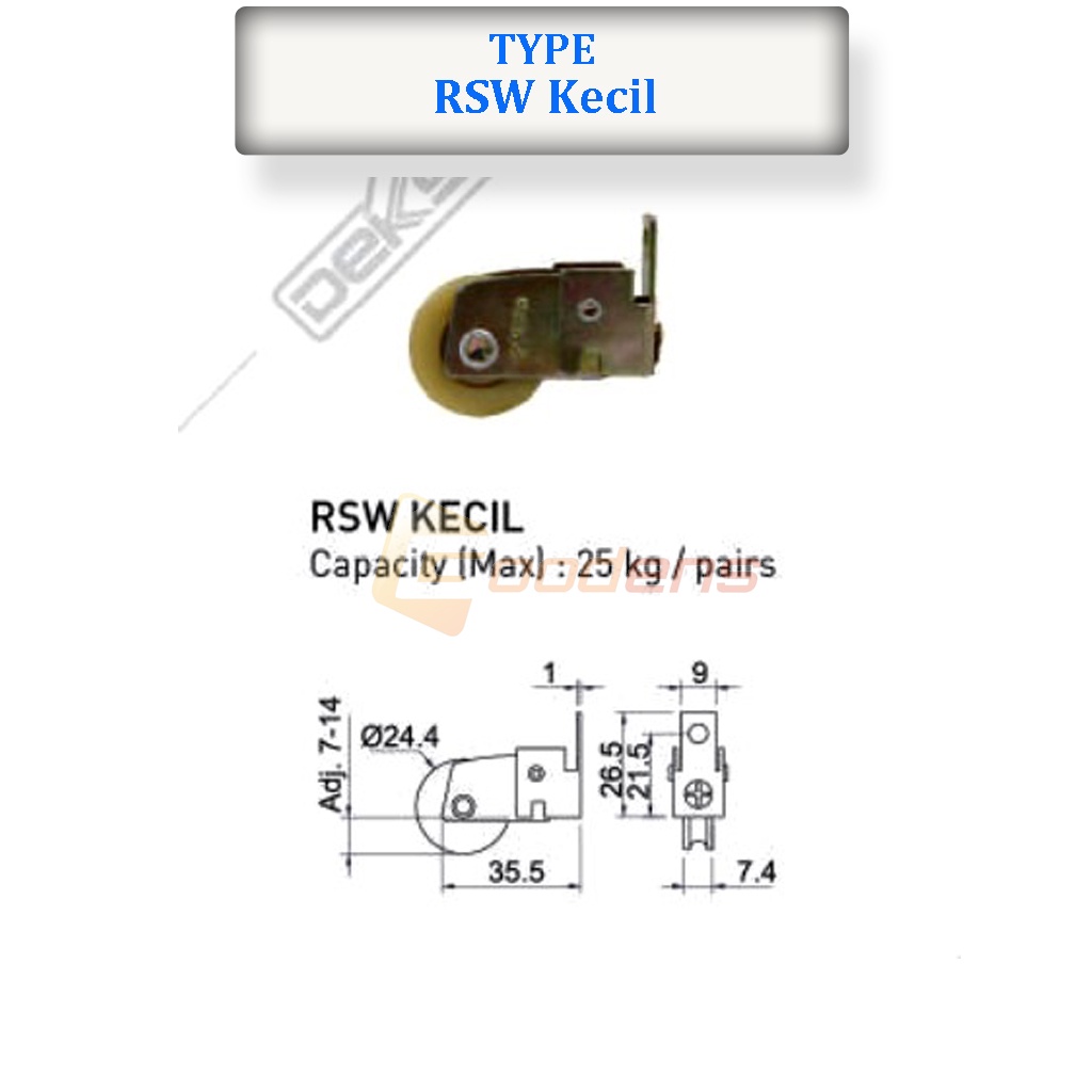 Dekson RSW Kecil Roda Sliding Window Roda Jendela Aluminium