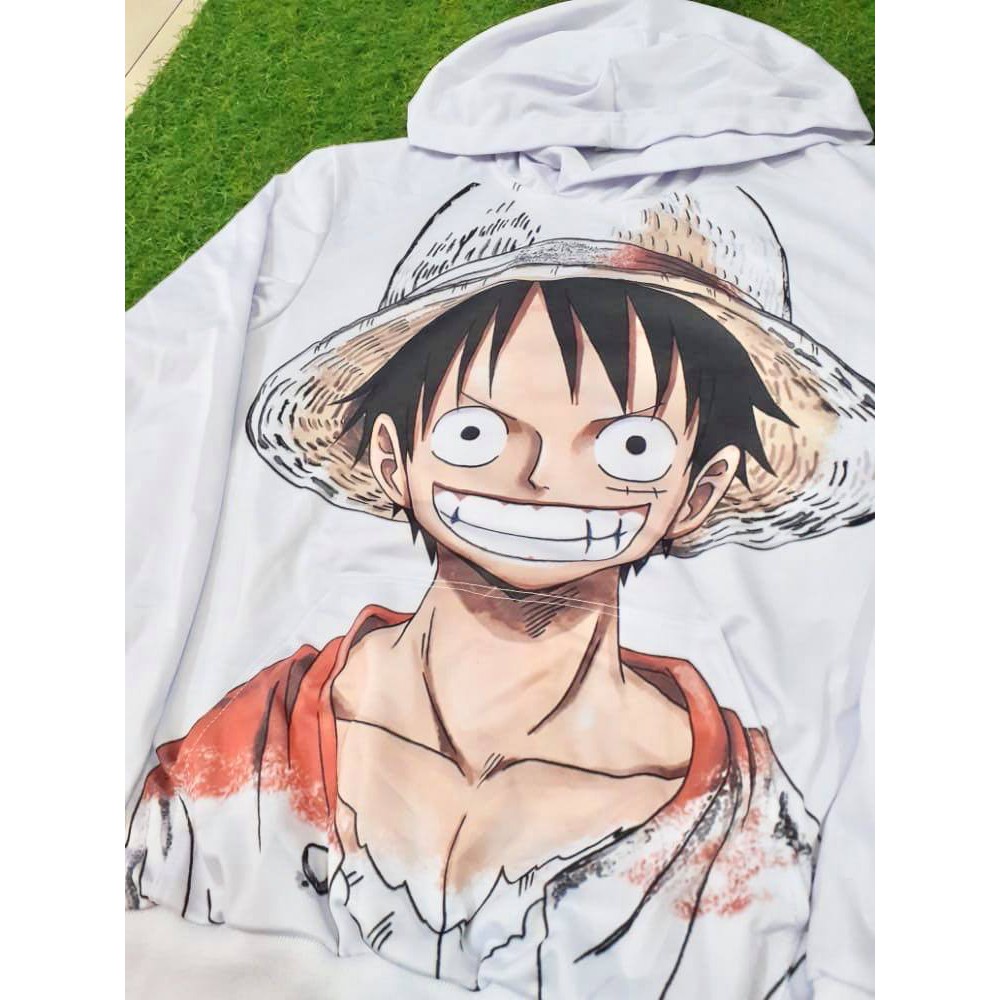 Hoodie Luffy White Onepiece Mugiwara