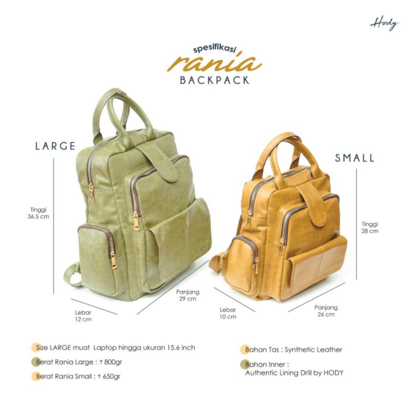 Ready Rania Bag Size Small Original by Hody Tas Ransel Back Pack