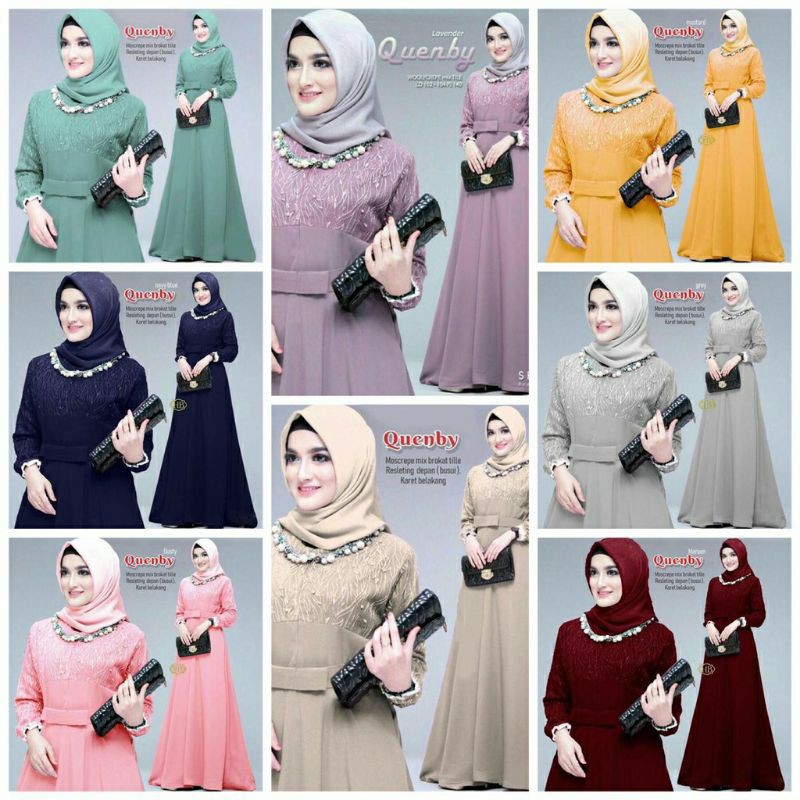 Gamis Wanita Quenby Gamis Syari Gamis Syar'i Moscrepe Brokat Tille