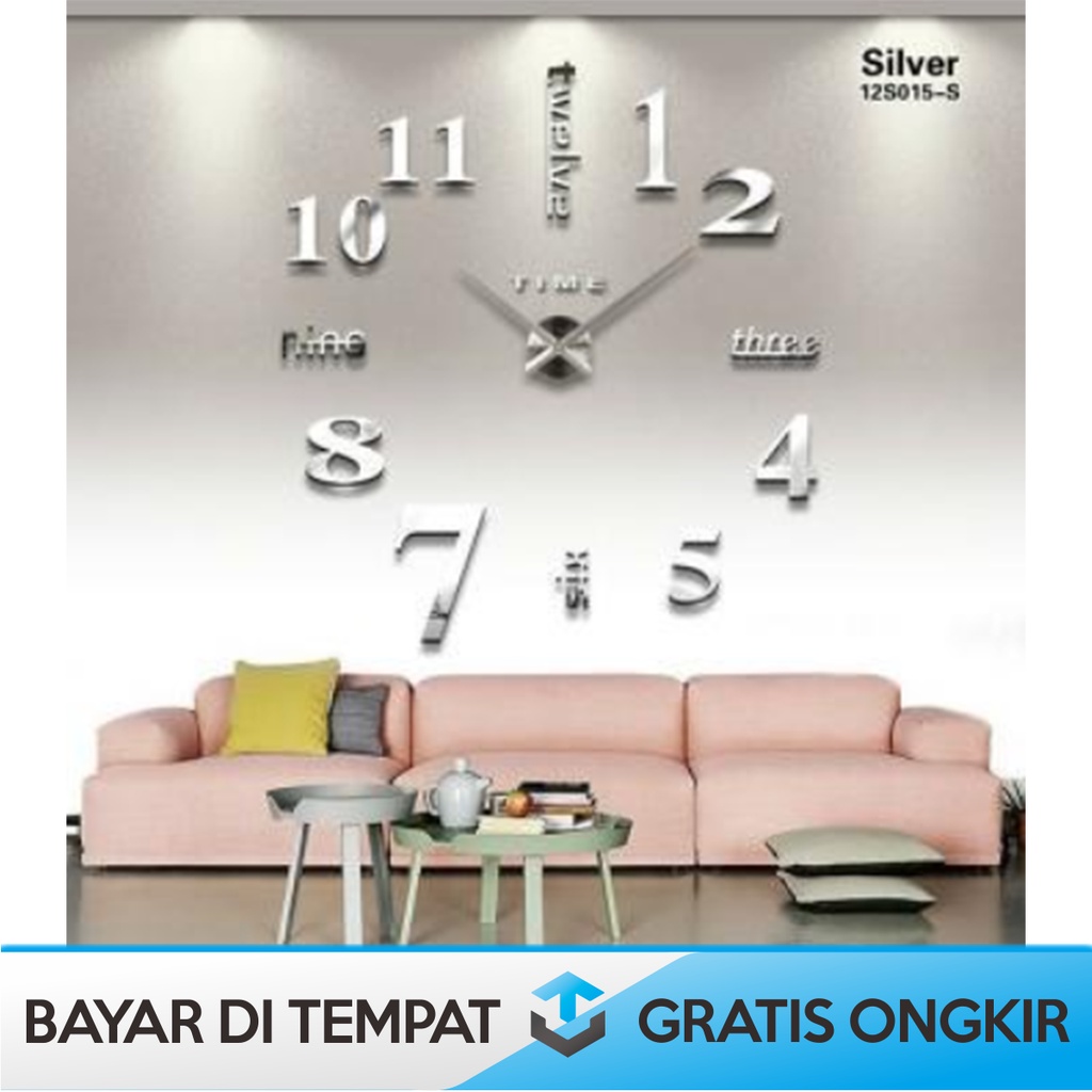 JAM DINDING JUMBO AESTHETIC KAYU DIY TAFFWARE ANALOG GIANT WALL CLOCK