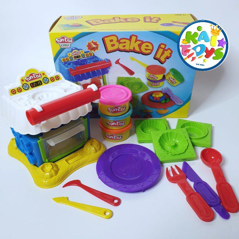 Mainan anak balita BAKE IT fun doh kids play anak perempuan laki mainan panggang panggangan