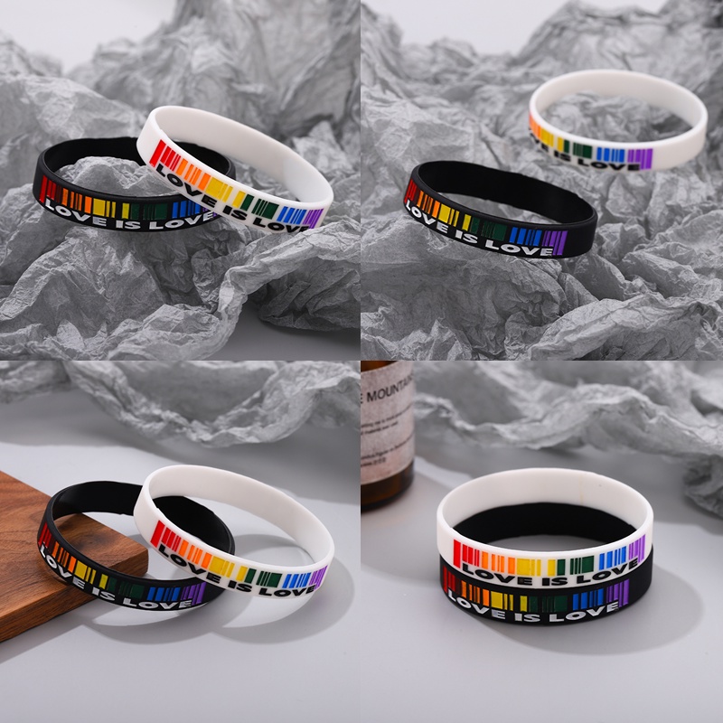 Gelang Bahan Silikon Warna Pelangi Untuk Pasangan