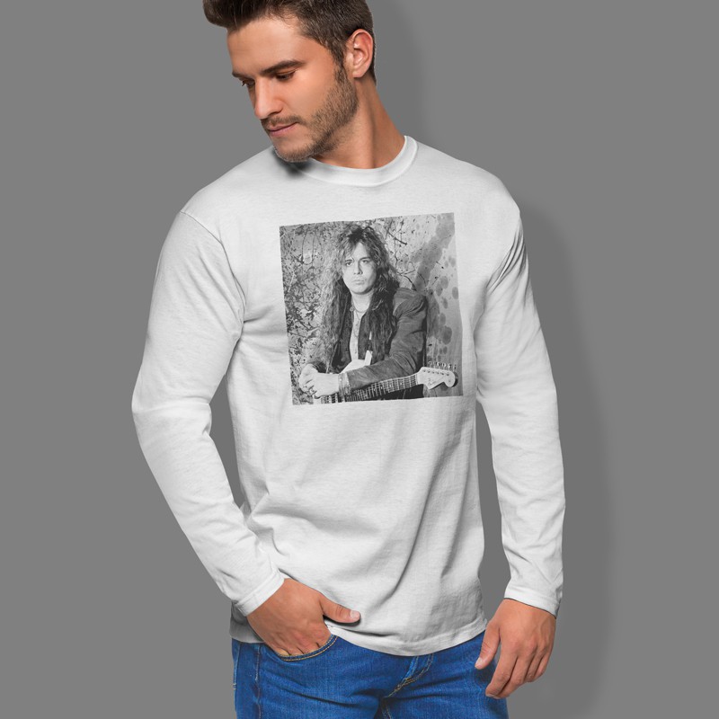 Kaos Tangan Panjang Yngwie J Malmsteen Tshirt Casual Bahan Katun Unisex T-Shirt