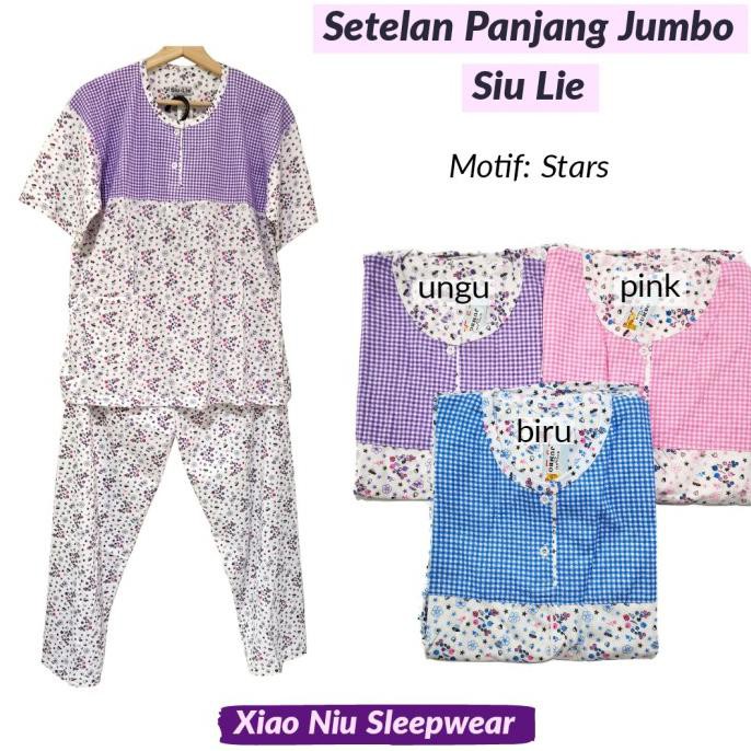 Best Seller # Setelan Baju Tidur Kaos Jumbo Celana Panjang Siu Lie - Cp Jumbo