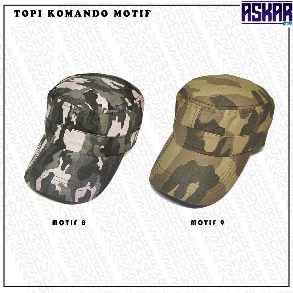 Topi komando dewasa pria motif army loreng tentara