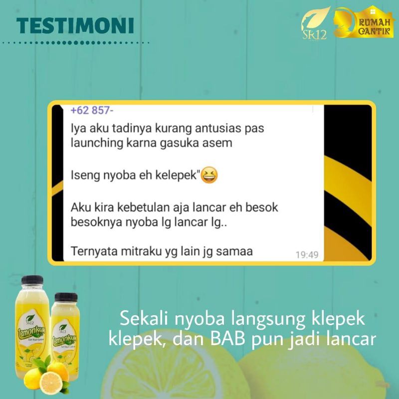 Lemonkuh SR12 Sari Buah Lemon BPOM Tinggi Vitamin C Untuk Kekebalan Tubuh