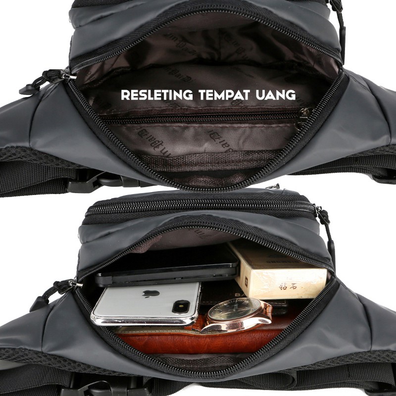 Tas Selempang Pria Waterproof  Tas Pinggang Pria Anti Air Waistbag Pria army