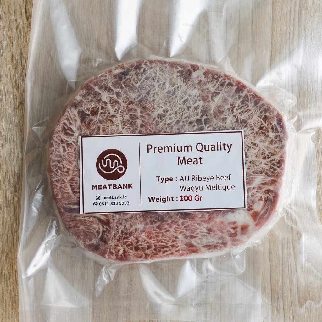 

MEATBANK RIBEYE WAGYU Rib Eye Meltique Steak Beef 100gr (tipis 5mm)
