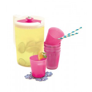 PROMO Set Teko Gelas Tempat Minum Aubergine Pitcher Set 7 Pink ori Sunday Sophie Paris