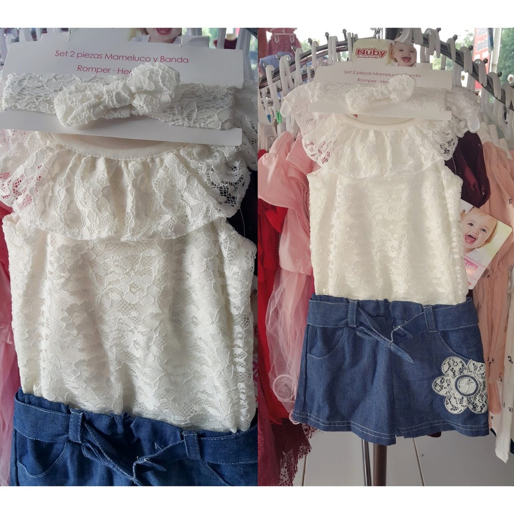 CUCI GUDANG! Jumpsuit Anak Perempuan Brokat White  Nuby Import