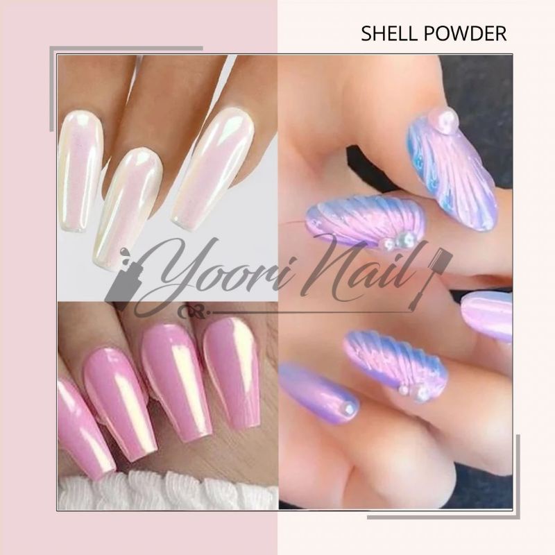 Shell powder mermaid rainbow pearl powder bubuk mermaid nail art