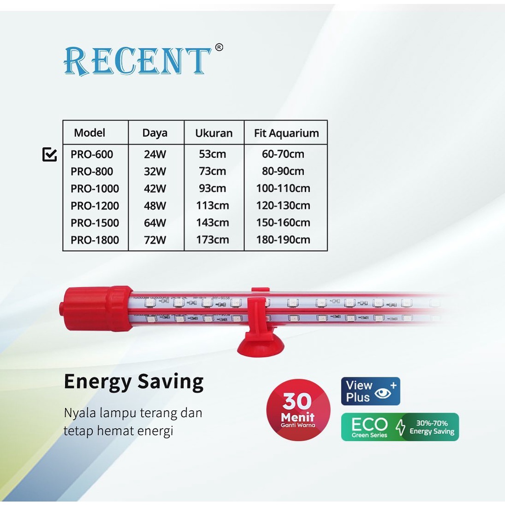 Lampu Led RECENT PRO VIEW PLUS Aquarium Arowana Arwana Predator Channa Koi Koki Booster RED BPD