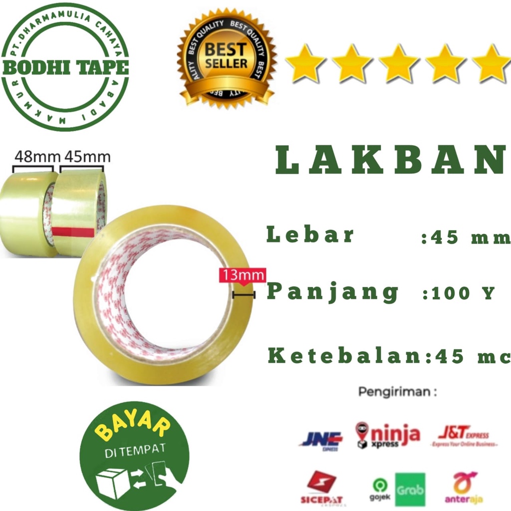 

LAKBAN BENING COKLAT 45MM X 100YARD BODHI TAPE