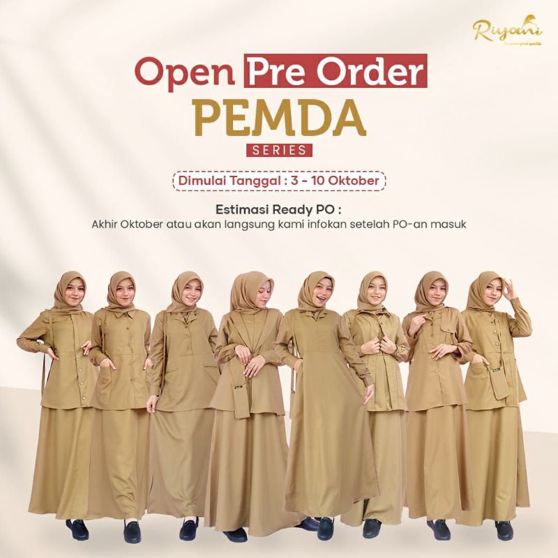 RIYANI GAMIS SERAGAM KHAKI PEMDA WASKAT KUNING KAKI DINAS KANTOR TOYOBO FODU