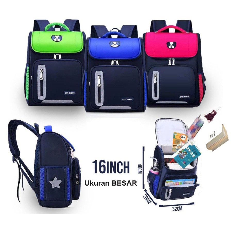 PROMO RANSEL 16' UKURAN BESAR Tas Anak Sekolah SD / REMAJA Laki Laki dan Perempuan Cewe Gambar Panda Astronot Top Vale Wing Lucu