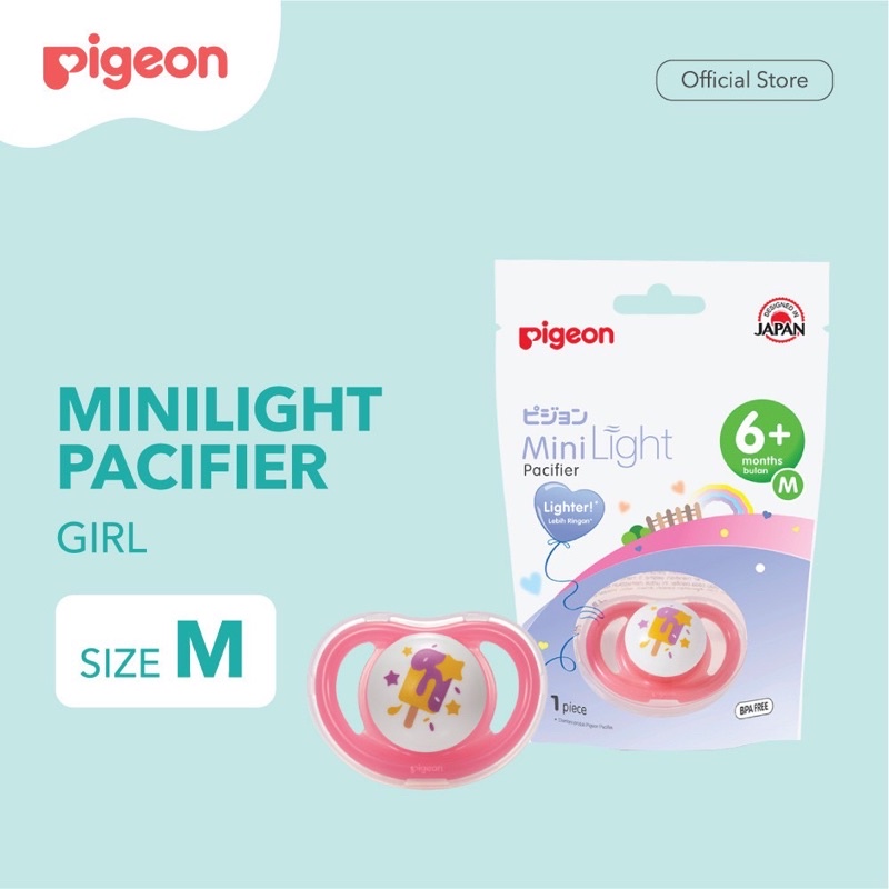 EMPENG PIGEON Minilight Pacifier Size S M L / step 1 / step 2 | step 3 Empeng Bayi & Mini Light 6+ M-Pink size M